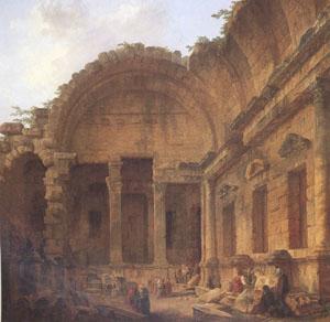 ROBERT, Hubert Interior of the Temple of Diana at Nimes (mk05) Norge oil painting art